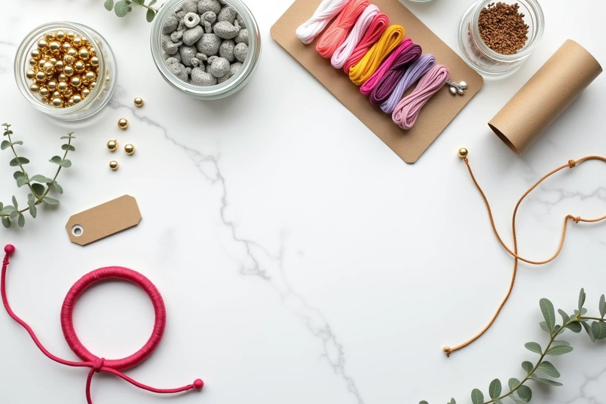 Assortiment de kits DIY pour bracelets ados avec perles, fils colorés et breloques dorées, idée cadeau tendance